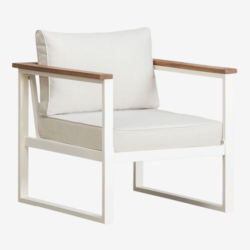 Fauteuil Lipov En Aluminium Et Bois D'acacia Blanc Gardenia