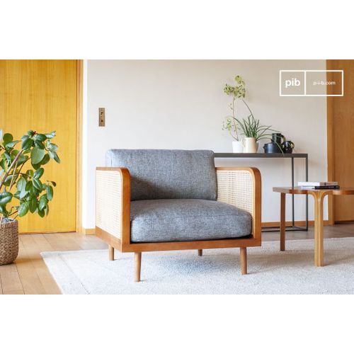 Fauteuil en bois et cannage starheim