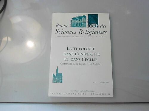 Revue Des Sciences Religieuses, N°1 Janvier 2004