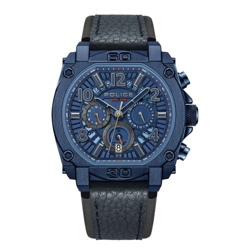 Montre Homme Police Cuir Bleu Foncé Montre-Bracelet Police Norwood Upof0021904
