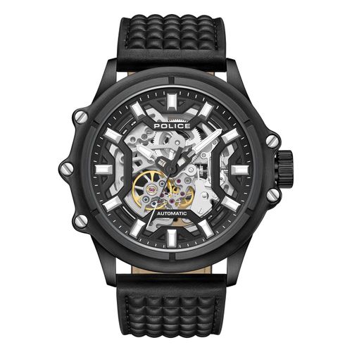 Montre Homme Police Cuir Noir Montre-Bracelet Police Luang Upoe1601801