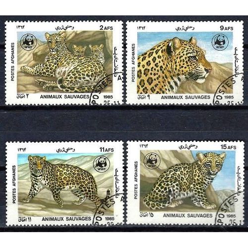 Animaux Félins Afghanistan Série Compléte (145) De 4 Timbres Oblitérés