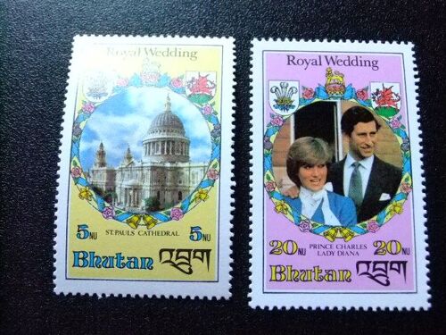 50 Bhoutan Bhoutan 1981 / Mariage Royal Prince Charles Et Lady Diana Spencer / Yvert 552 / 553 Mnh