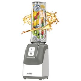 Smoothie Mini Blender, 2 Bouteilles Portables, 0,6 Litres, sans BPA, 2 Vitesses, 350W, Gris/Blanc, MPM, MBL-22