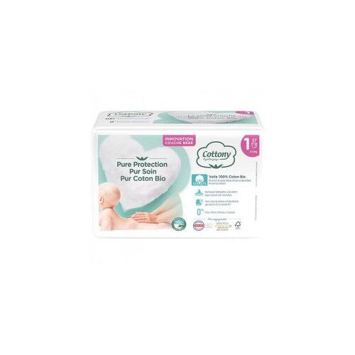 Cottony Couches 100% Coton Biologique Taille 1 - 2/5kg 27 Couches