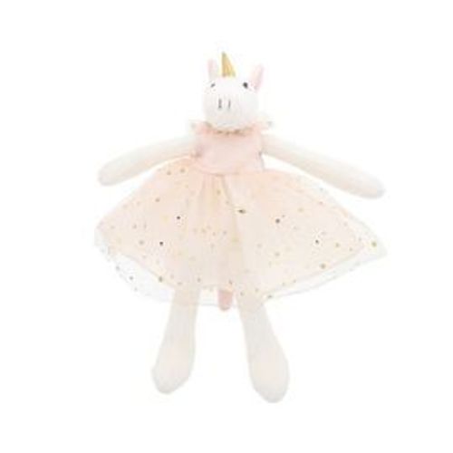 Doudou Licorne Bouchara Blanche Robe Tutu Tulle Rose Pale Etoiles Doress Peluche Jouet Enfant Petite Fille Fee Ballerine