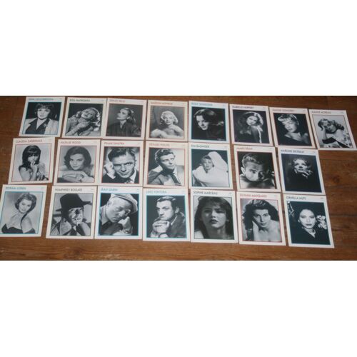 22 Fiches Cinema " Divers " Claudia Cardinale Ventura Gabin Dietrich Moreau Marceau Hayworth Bogart Sophia Loren Muti Mangano James Dean Basinger Sinatra Schneider Signoret Huppert Grace Kelly Marilyn