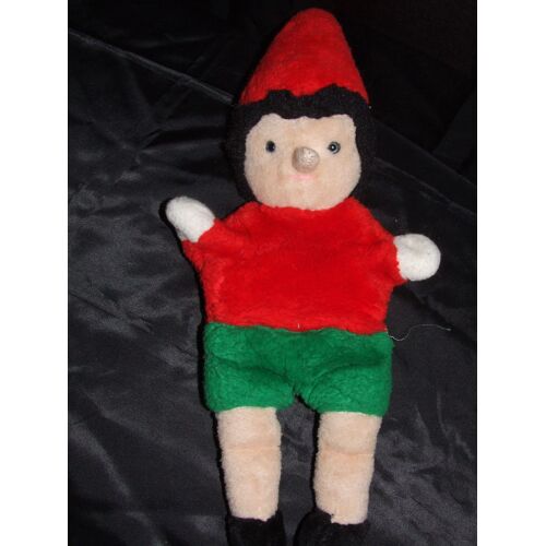 Pinocchio Doudou Ancien Vintage Marionnette Rouge Vert Peluche De 40 Cm