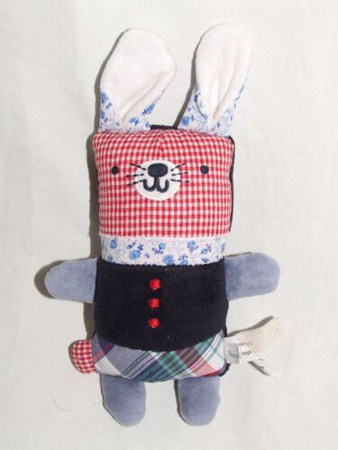 Lapin Boutchou Monoprix Bout Chou Doudou Vichy Rouge Bleu Fleurs Peluche De 22 Cm