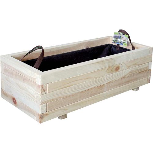 Bac À Fleurs Bardane - Epaisseur Des Planches 3cm - Bois Brut - Poignées Intégrées - Feutre Géotextile Inclus - Limite Mauvaises Herbes - 6 Dimensions (32 L, 64 L, 111 L, 55 L, 80 L, 151 L)