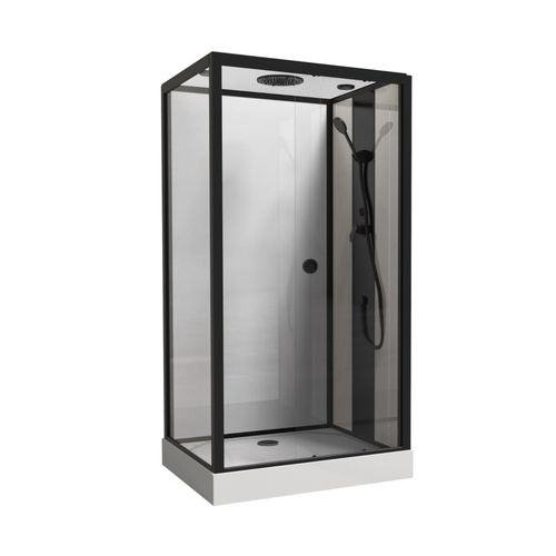 Cabine GONEA - Sans silicone - 110x80cm - Profilés aluminium - Noir mat - En kit