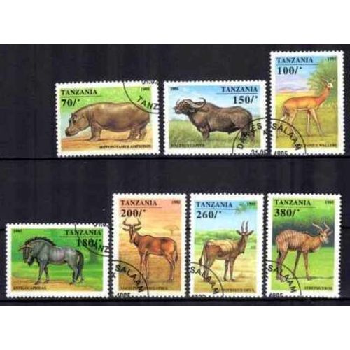 Animaux Sauvages Tanzanie (1) Série Complète De 7 Timbres Oblitérés