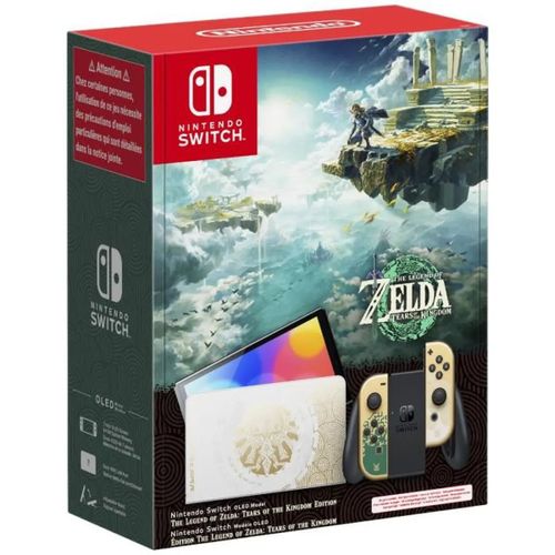 Console Nintendo Switch OLED Blanche Édition The Legend of Zelda: Tears of the Kindgom avec Joy-Cons dorés