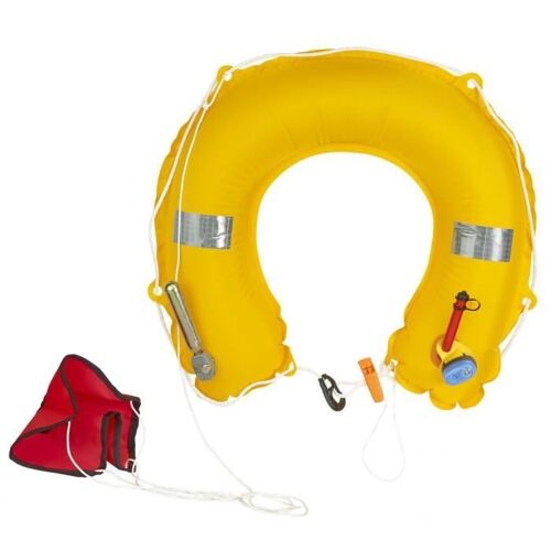 Plastimo Bouée Fer A Cheval Gonflable - 150n - Avec Feu - Boîtier Jaune