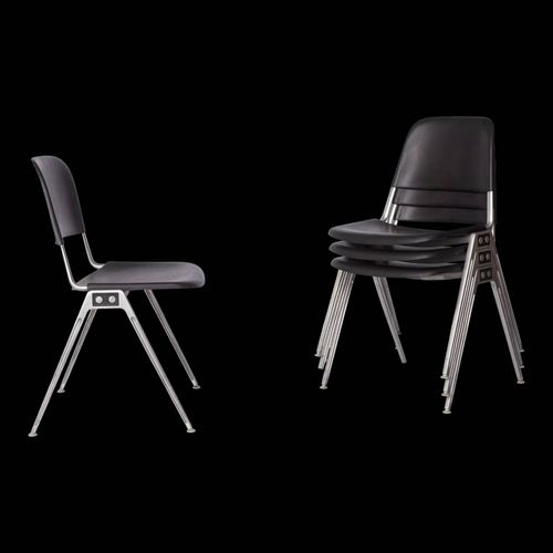 4 Chaises Empilables Knoll Modle 1601 Par Don Albinson Annes 1960 Noir