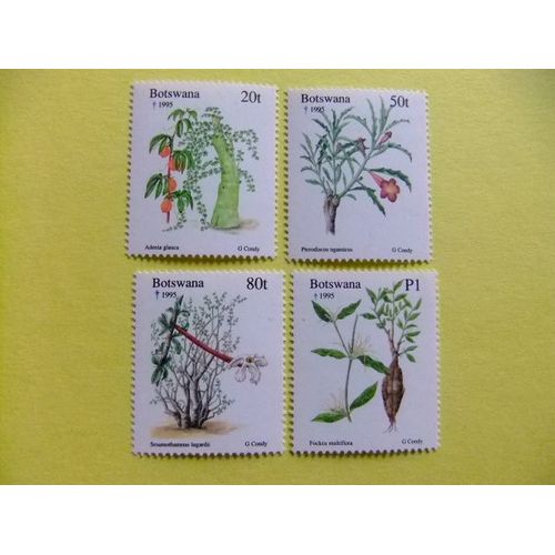 50 Botswana 1995 / Noël Noël Flore / Yvert 733 / 736 Mnh