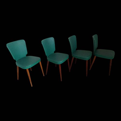 Lot De 4 Chaises Vintage Scandinave Verte Et Bois Vert