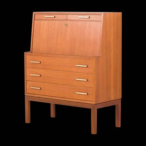 Secrtaire Danois En Teck Et Laiton Annes 1960 Bois