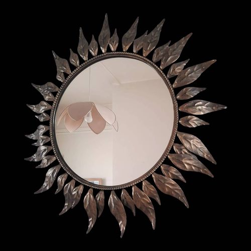 Miroir soleil annes 60 dore