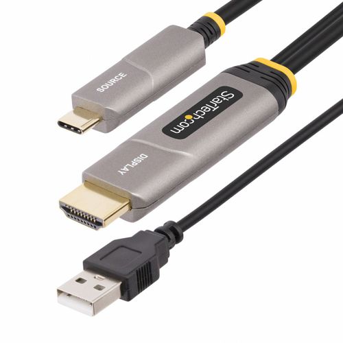 StarTech.com Câble USB-C vers HDMI 2.0 Optique Actif (AOC) de 9,15m, 4K60 - Câble HDMI - USB-C mâle pour HDMI, USB (alimentation uniquement) mâle - 9.15 m - blindé/fibre optique - noir - actif...