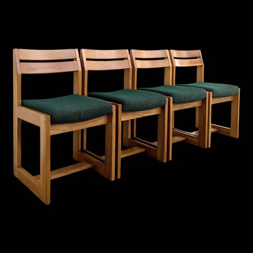 4 Chaises Brutalistes Maison Regain Vintage En Orme Massif Vert