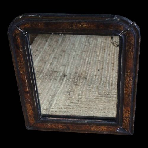 Miroir ancien Louis Philippe noir et marron bois