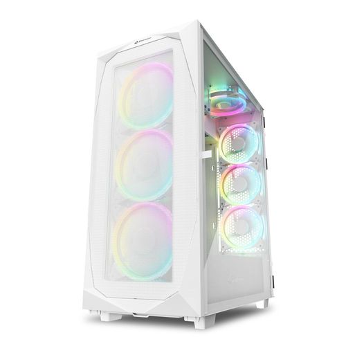 Boitier PC Moyen Tour ATX Sharkoon Rev300 RGB avec panneaux vitrés - Blanc