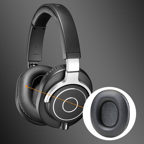Coussinets d'oreille en mousse à mémoire de forme de qualité supérieure pour bandeau d'écouteurs Audio Technica ATH M70X