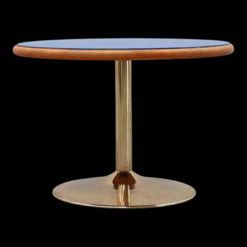 Table Basse Ronde Plateau Bleu Et Pied Tulipe France Vers 1960 Bleu