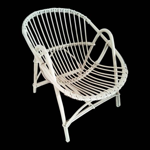 Fauteuil Coquille En Rotin Blanc Blanc