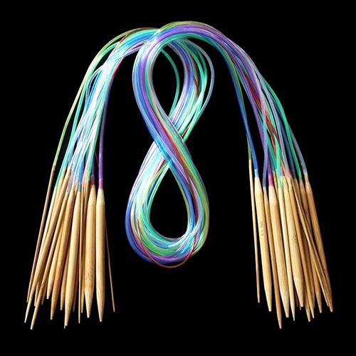 Ensemble D'aiguilles À Tricoter Au Crochet En Bambou Multicolore, 18 Tailles, 40cm/60cm/80cm/100cm/120cm
