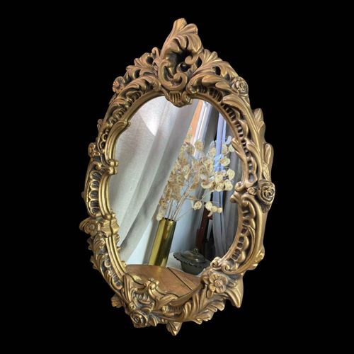 Miroir en bois et pltre dor dore