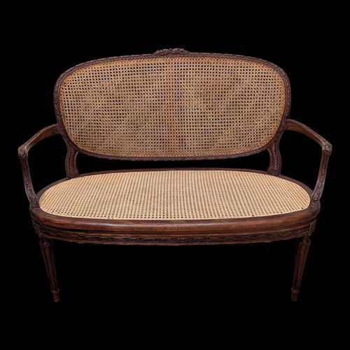 Banquette 2 Places Style Louis Xvi En Bois Et Cannage Bois
