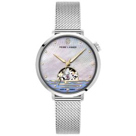Montre Femme Australe Argenté Cadran Blanc Bracelet Acier Milanais Argenté 14 Mm