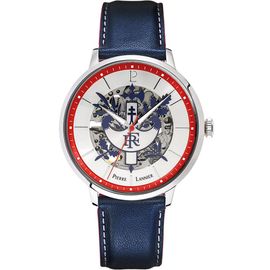Montre Homme Élysée Argenté Cadran Argenté Bracelet Cuir Bleu 20 Mm