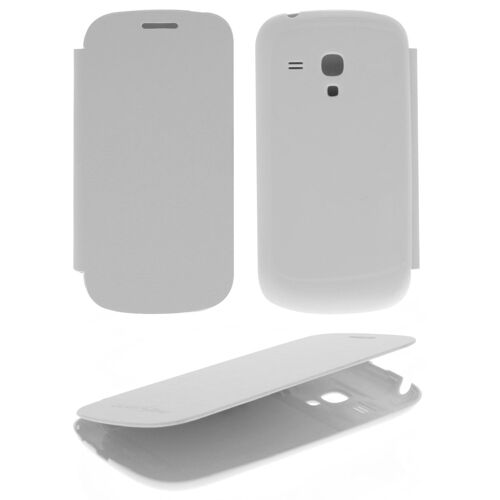 Housse Portefeuille Blanc Samsung Galaxy Slll Mini I8190 S3 Mini etui Ouverture Laterale Comme Un Livre Book Ultra Slim Flip Wallet Case + Film De Protection Ecran Offert