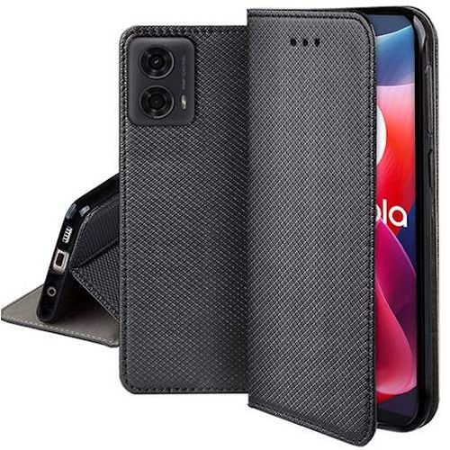 Housse Etui Coque Pochette Portefeuille Pour Motorola Moto G04 / G04s / G24 / G24 Power / E14 + Verre Trempe - Noir Magnet