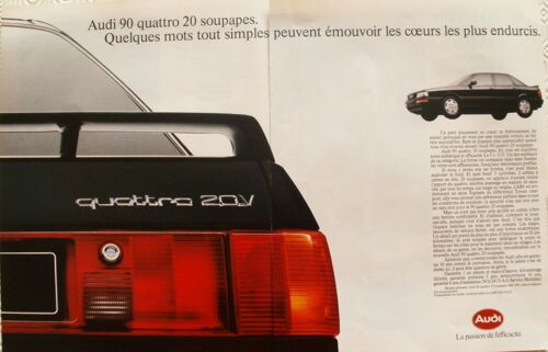 Publicité Ancienne (Janvier 1989) Pour L'audi 90 Quatro 20 Soupapes