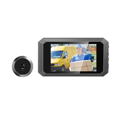 Caméra de sonnette vidéo judas,?il vidéo,enregistrement automatique,anneau électronique,vue nocturne,visionneuse de porte numérique,entrée,sécurité à domicile,3.97 pouces--GRIS