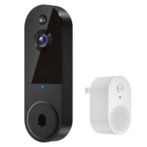 Caméra de sonnette vidéo 1080P,Audio bidirectionnel,vidéo sans fil,détection de mouvement pour le bureau et la maison--T50 Black US