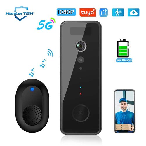 Sonnette vidéo WiFi 5G 2.4G 1080P,double bande,sans fil,pour maison,Tuya,application intelligente étanche,interphone à distance,caméra de sécurité--Doorbell kit