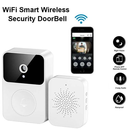 Sonnette vidéo WiFi 1080P HD,visuelle sans fil,sécurité intelligente,caméra IR,Vision nocturne,Audio bidirectionnel,surveillance en temps réel--White