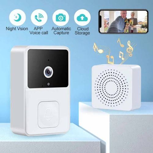 Sonnette vidéo WiFi système d'interphone bidirectionnel téléphone sans fil maison intelligente Boor cloche IR Vision nocturne sonnette de sécurité moniteur de caméra--X1