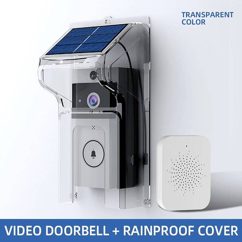 Sonnette vidéo intelligente sans fil,application Mobile,télécommande,moniteur vidéo,interphone à changement de voix,Charge solaire,housse de pluie--with Solar cover