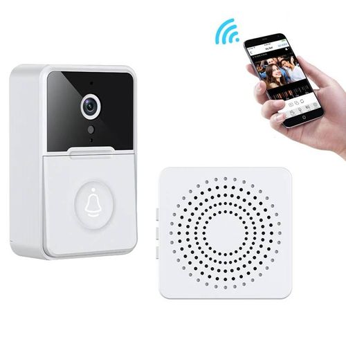 Sonnette Visible Wi-Fi sans fil Bery Pro,sonnette de porte vidéo étanche,sonnette de sécurité extérieure intelligente avec outils de vision de la caméra--White