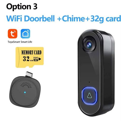 sonnette caméra WiFi sans fil 1080P vidéo extérieure sonnette caméra AC DC visiophone IP65 Alexa Google sécurité à domicile--Option 3