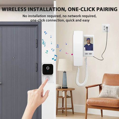 Système de visiophone avec écran IPS de 3.5 pouces,sonnette sans fil avec caméra,interphone de Style téléphonique--