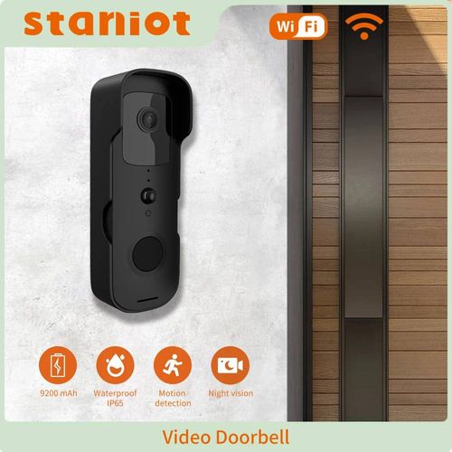 Ostaniot 1080P HD vidéo sonnette et trompette WiFi extérieur étanche sonnette interphone visuel caméra de sécurité à domicile Vision nocturne--