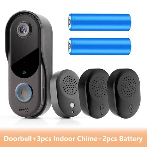 Interphone vidéo WiFi sonnette de porte extérieure caméra sécurité à domicile intelligente sonnette WiFi sans fil Audio bidirectionnel Vision nocturne sonnette caméra--1 Doorbellx 3 Chime
