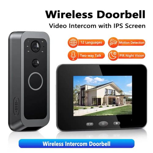 sonnette d'interphone bidirectionnelle intelligente,visionneuse de porte vidéo,enregistrement automatique,aucune demande en réseau,caméra de porte étanche,sans application/WiFi-with 128GB TF Card-Intercom Doorbell